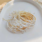Alphabets Letter Moon Handcrafted White Thread Gold Bracelet Bulk