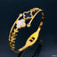 Black White Clover 18K Gold Anti Tarnish Stainless Steel Openable Kada for Women
