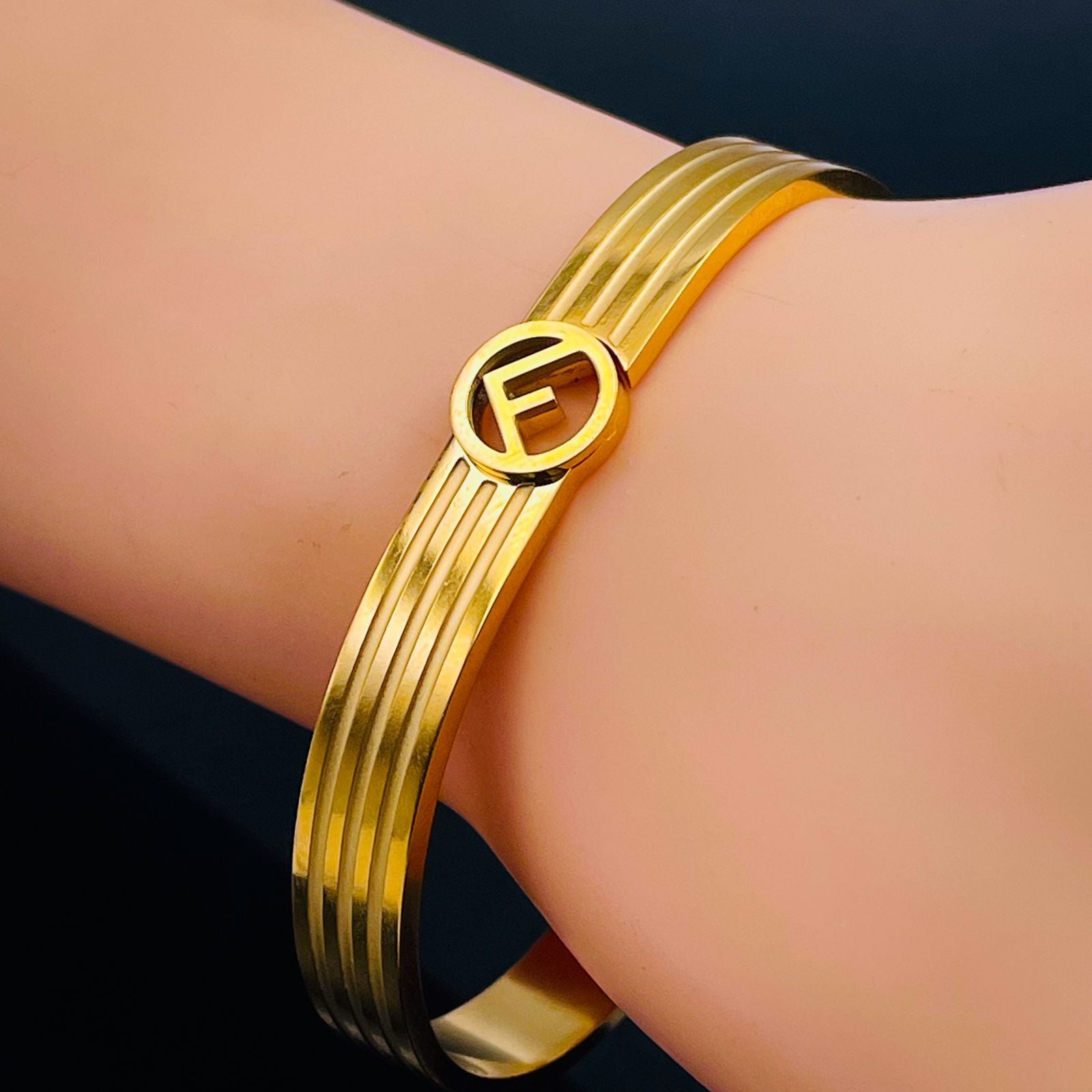 F Luxury 18K Gold Anti Tarnish 316L Stainless Steel Openable Kada Bulk