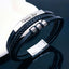 Triple Layer Rope Ring Black Silver Leather Stainless Steel Customized Personalised Laser Engraved Wrist Band Strand Bracelet For Men