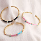 Evil Eye Black Enamel 18K Gold Anti Tarnish Cuff Kada Bangle Bulk