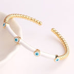 Evil Eye Black Enamel 18K Gold Anti Tarnish Cuff Kada Bangle Bulk