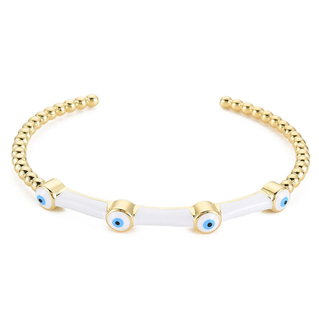 Evil Eye Black Enamel 18K Gold Anti Tarnish Cuff Kada Bangle Bulk