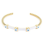 Evil Eye Black Enamel 18K Gold Anti Tarnish Cuff Kada Bangle Bulk