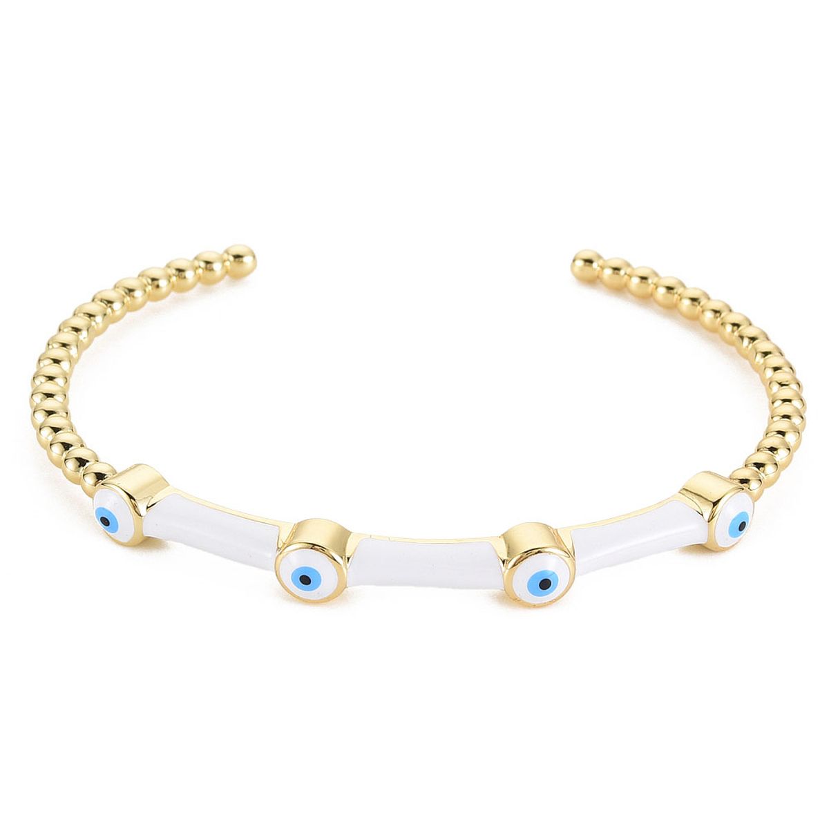 Evil Eye Black Enamel 18K Gold Anti Tarnish Cuff Kada Bangle Bulk