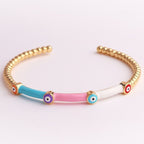 Evil Eye Black Enamel 18K Gold Anti Tarnish Cuff Kada Bangle Bulk
