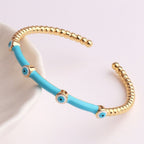 Evil Eye Black Enamel 18K Gold Anti Tarnish Cuff Kada Bangle Bulk