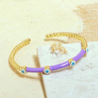 Evil Eye Black Enamel 18K Gold Anti Tarnish Cuff Kada Bangle Bulk