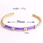 Evil Eye Black Enamel 18K Gold Anti Tarnish Cuff Kada Bangle Bulk