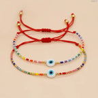 Evil Eye Handcrafted Neon Beads Multi Strand Thread Bracelet Bulk