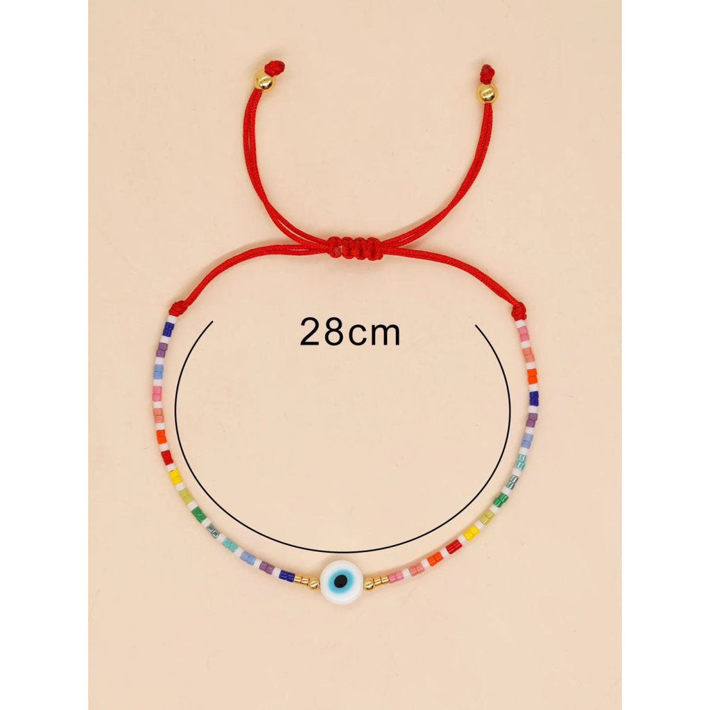 Evil Eye Handcrafted Neon Beads Multi Strand Thread Bracelet Bulk