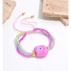 White Evil Eye Multi Crystal Beads Adjustable Thread Bracelet Bulk