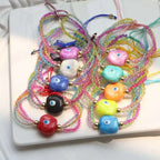 White Evil Eye Multi Crystal Beads Adjustable Thread Bracelet Bulk