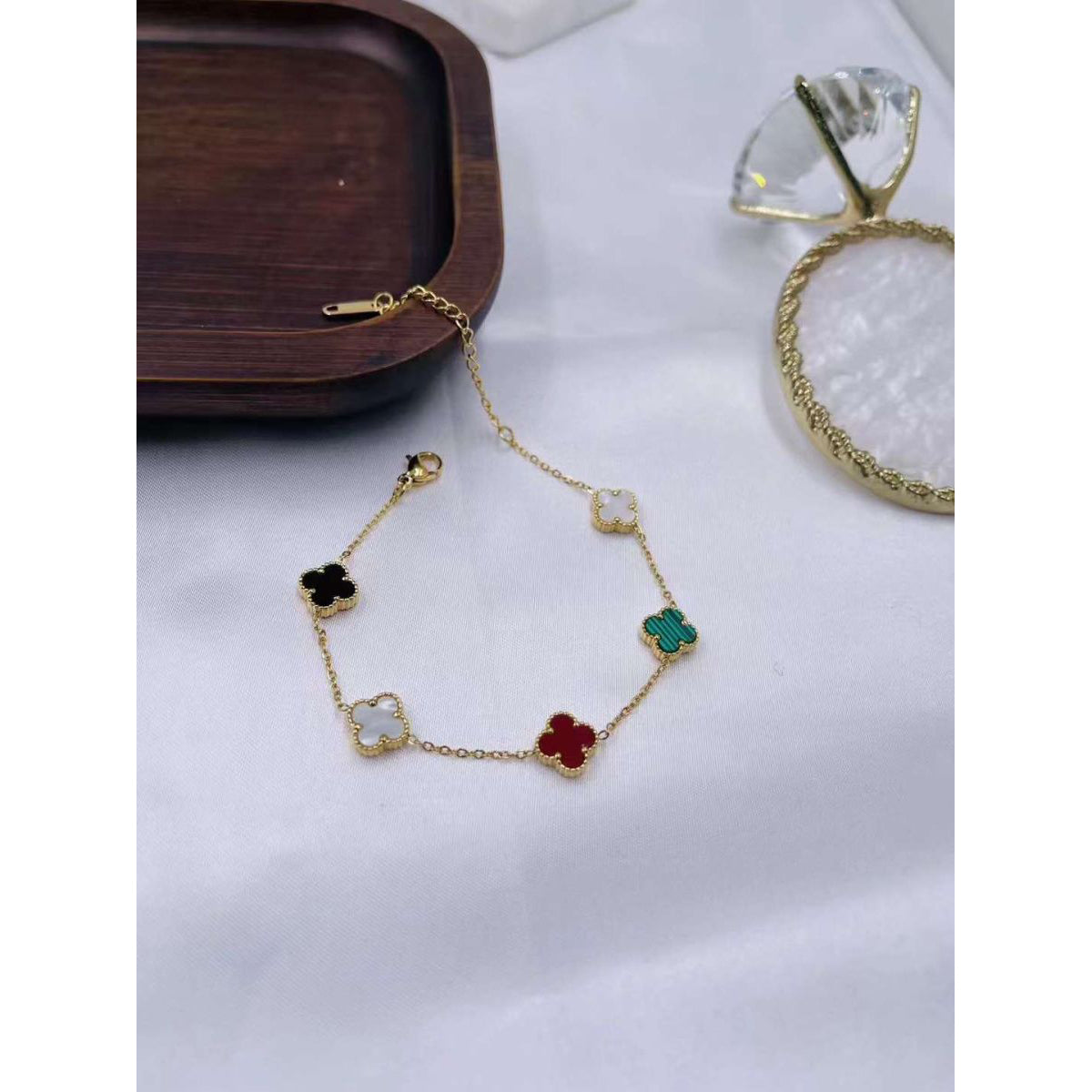 Multi Color Clover 18K Gold Anti Tarnish Stainless Steel Bracelet Bulk Main image