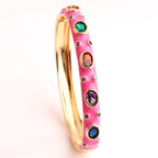 Hot Pink Enamel Gemstones 18K Gold Anti Tarnish Openable Kada Bulk