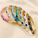 Hot Pink Enamel Gemstones 18K Gold Anti Tarnish Openable Kada Bulk