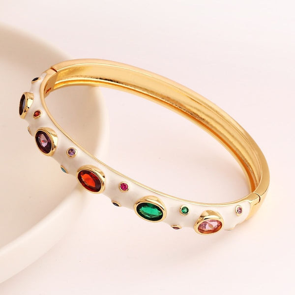 Hot Pink Enamel Gemstones 18K Gold Anti Tarnish Openable Kada Bulk Secondary image