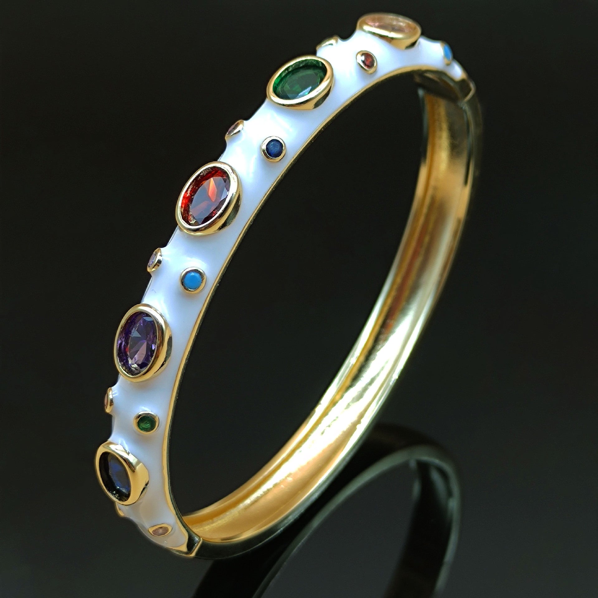Hot Pink Enamel Gemstones 18K Gold Anti Tarnish Openable Kada Bulk