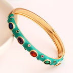 Hot Pink Enamel Gemstones 18K Gold Anti Tarnish Openable Kada Bulk