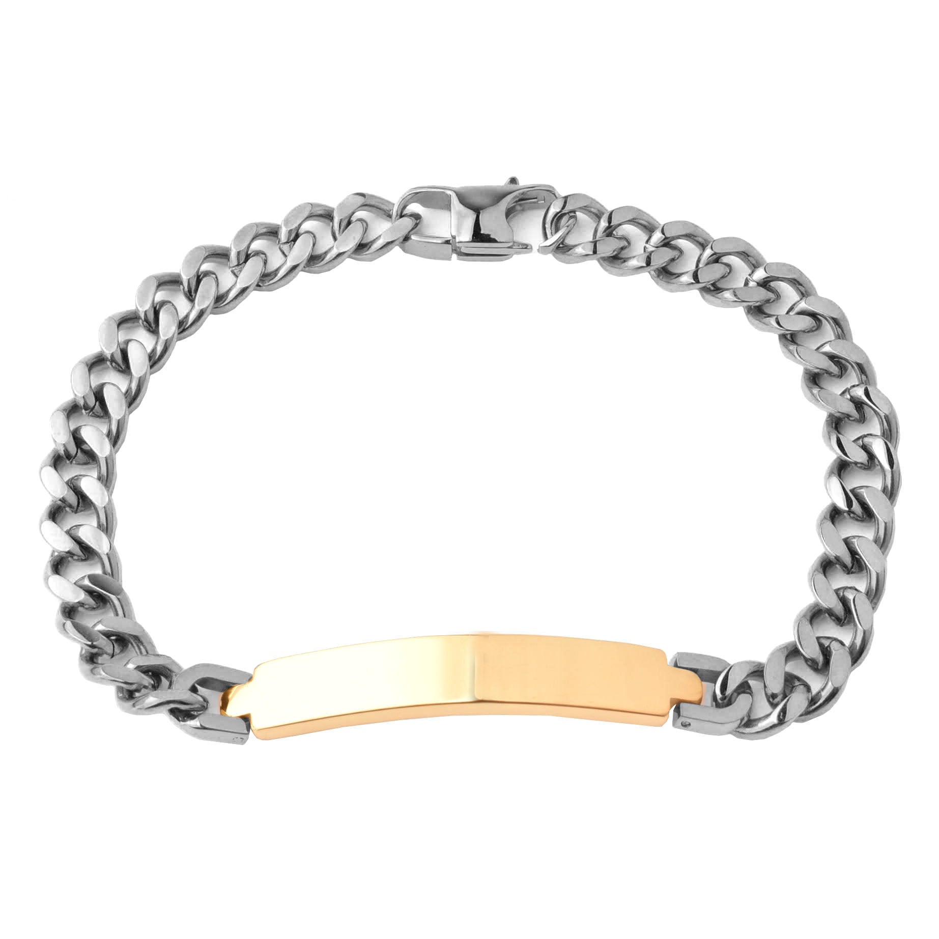 Classic Id 18K Gold 316L Stainless Steel Customized Personalised Laser Engraved Curb Chain Bracelet For Men Women Secondary image