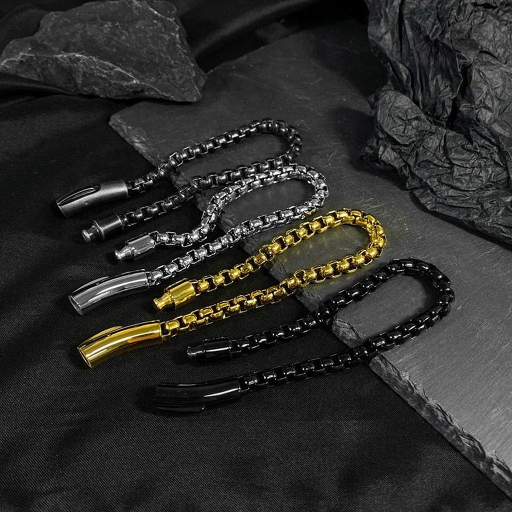 Popcorn Black 316L Stainless Steel Magnetic Clasp Bracelet Men Bulk