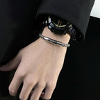 Popcorn Black 316L Stainless Steel Magnetic Clasp Bracelet Men Bulk