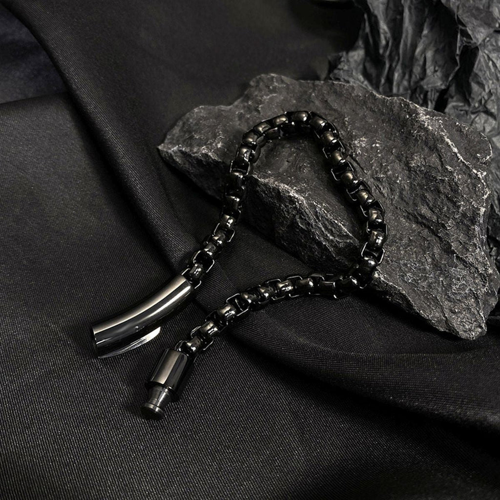 Popcorn Black 316L Stainless Steel Magnetic Clasp Bracelet Men Bulk