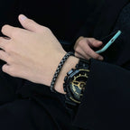 Popcorn Black 316L Stainless Steel Magnetic Clasp Bracelet Men Bulk