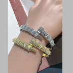 Gothic Nail Baguette CZ 18K Gold Openable Kada Bracelet Bulk
