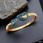 Turquoise Blue Twin Teddy Bear CZ Copper 18K Gold Kada Cuff Bulk