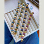 Heart Love Turquoise Blue Pink Glossy Gold Anti Tarnish Bracelet Bulk
