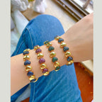 Heart Love Turquoise Blue Pink Glossy Gold Anti Tarnish Bracelet Bulk