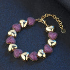 Heart Love Turquoise Blue Pink Glossy Gold Anti Tarnish Bracelet Bulk