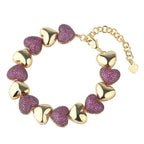 Heart Love Turquoise Blue Pink Glossy Gold Anti Tarnish Bracelet Bulk