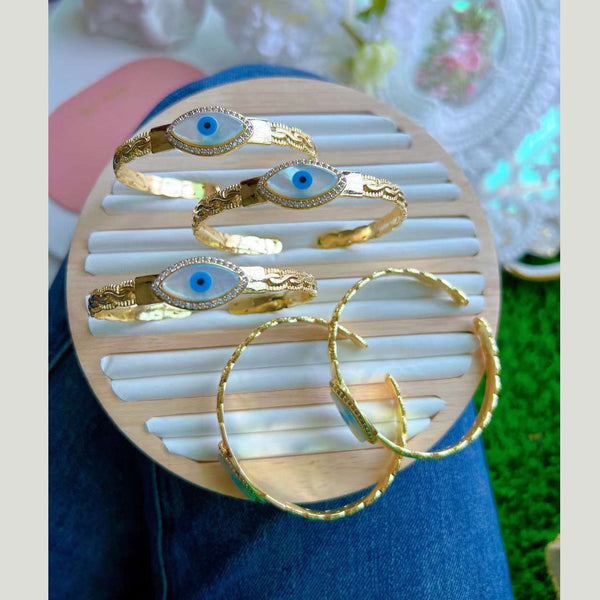 Evil Eye Mother of Pearl Wavy 18K Gold Anti Tarnish Cuff Kada Bracelet For Women Secondary image