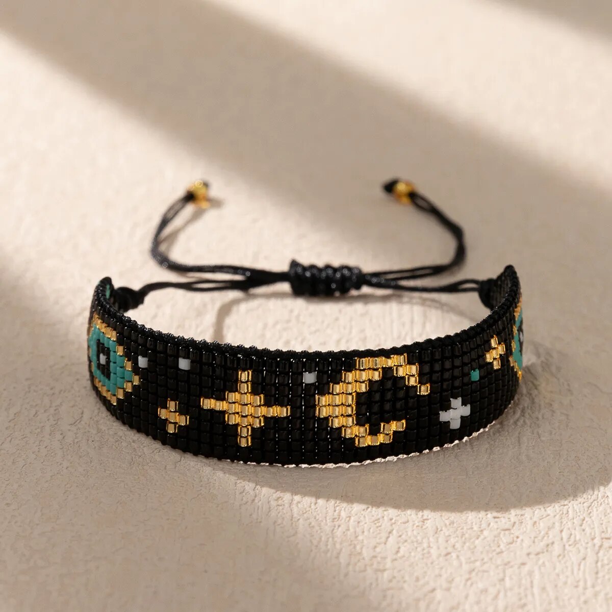 Black Blue Evil Eye Handmade Beads Adjustable Bracelet Men Women Bulk