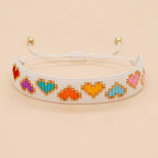 Heart Love Neon Colors White Handmade Beads Adjustable Bracelet Bulk