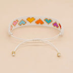 Heart Love Neon Colors White Handmade Beads Adjustable Bracelet Bulk