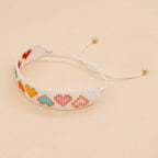 Heart Love Neon Colors White Handmade Beads Adjustable Bracelet Bulk