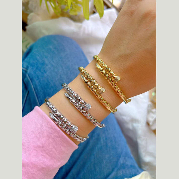 Star Filigree CZ 18K Gold Anti Tarnish Openable Kada Bracelet Bulk Main image