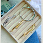 Star Filigree CZ 18K Gold Anti Tarnish Openable Kada Bracelet Bulk
