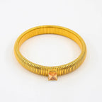 White Cubic Zirconia Stretchable Snake Elastic 18K Gold Anti Tarnish Stainless Steel Bangle Bracelet for Women