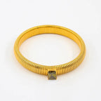 White Cubic Zirconia Stretchable Snake Elastic 18K Gold Anti Tarnish Stainless Steel Bangle Bracelet for Women