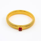 White Cubic Zirconia Stretchable Snake Elastic 18K Gold Anti Tarnish Stainless Steel Bangle Bracelet for Women