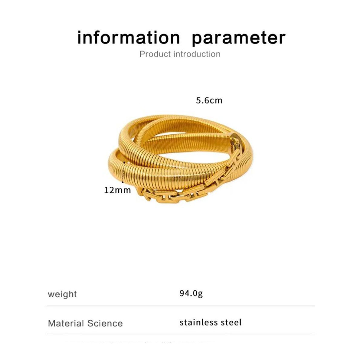 Triple Layer Chain Stretchable Snake Elastic 18K Gold Anti Tarnish Stainless Steel Bangle Bracelet for Women