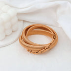 Triple Layer Chain Stretchable Snake Elastic 18K Gold Anti Tarnish Stainless Steel Bangle Bracelet for Women