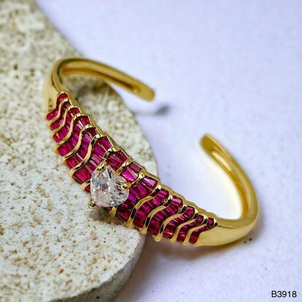 Heart Love CZ 18K Gold Anti Tarnish Cuff Kada Bracelet Bulk Main image