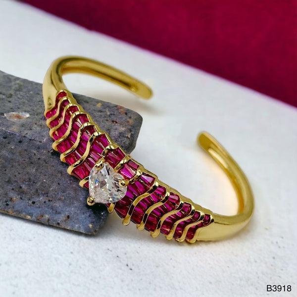 Heart Love CZ 18K Gold Anti Tarnish Cuff Kada Bracelet Bulk Secondary image