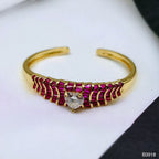 Heart Love CZ 18K Gold Anti Tarnish Cuff Kada Bracelet Bulk
