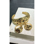 Beaten Glossy Gold 18K Gold Anti Tarnish Cuff Kada Bracelet Women Bulk